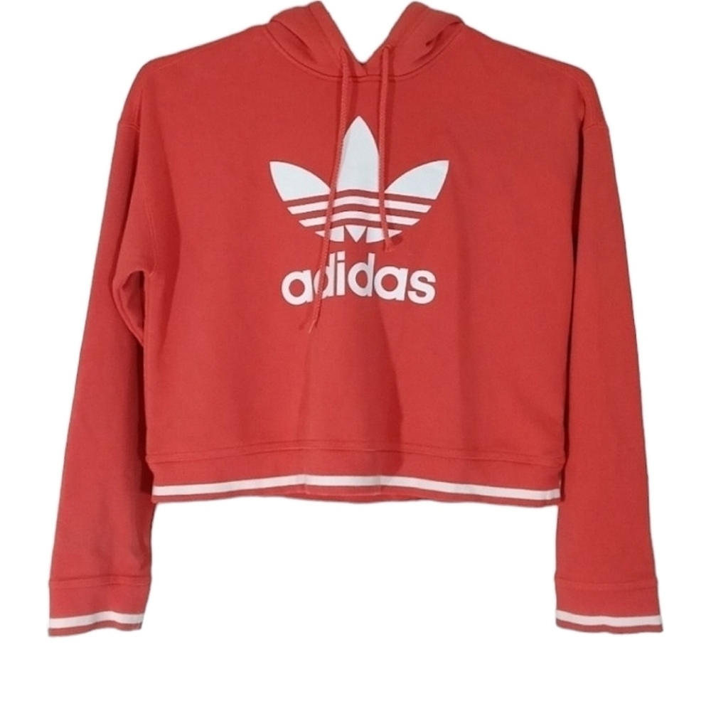 Adidas‎ Graphic Logo Hoodie Pullover Sweatshirt Women's S Preppy Y2K